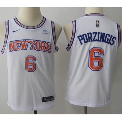 Nike New York Knicks #6 Kristaps Porzingis White Youth NBA Swingman Hardwood Classics Jersey